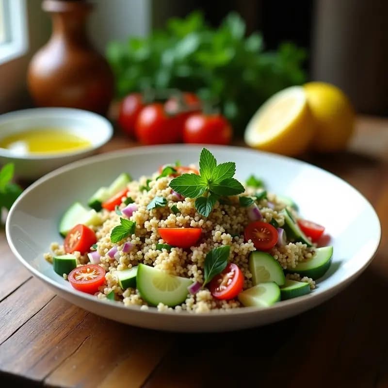 Tabbouleh Libanés con Bulgur y Menta: Ensalada Fresca y Ligera