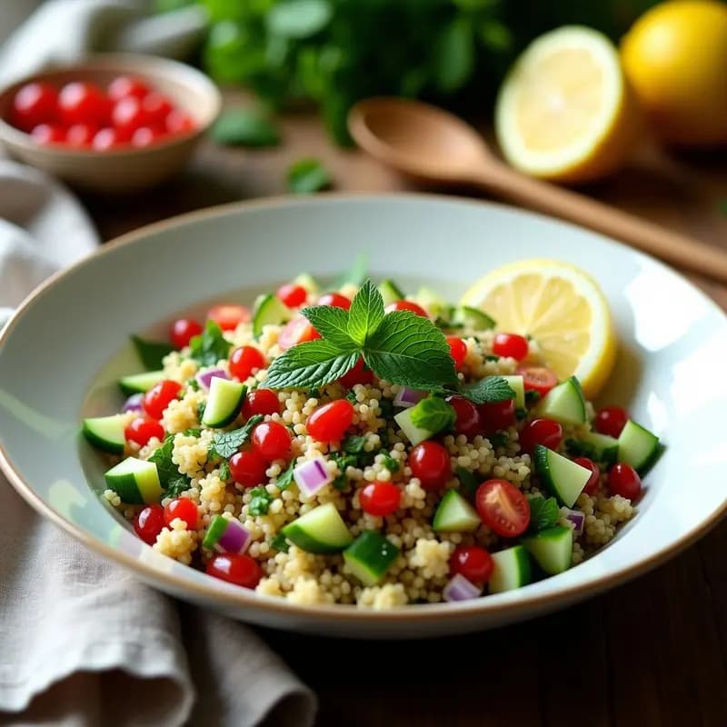 Tabbouleh Libanes de Bulgur y Perejil con Limón: Ensalada Vegana y Sin Gluten