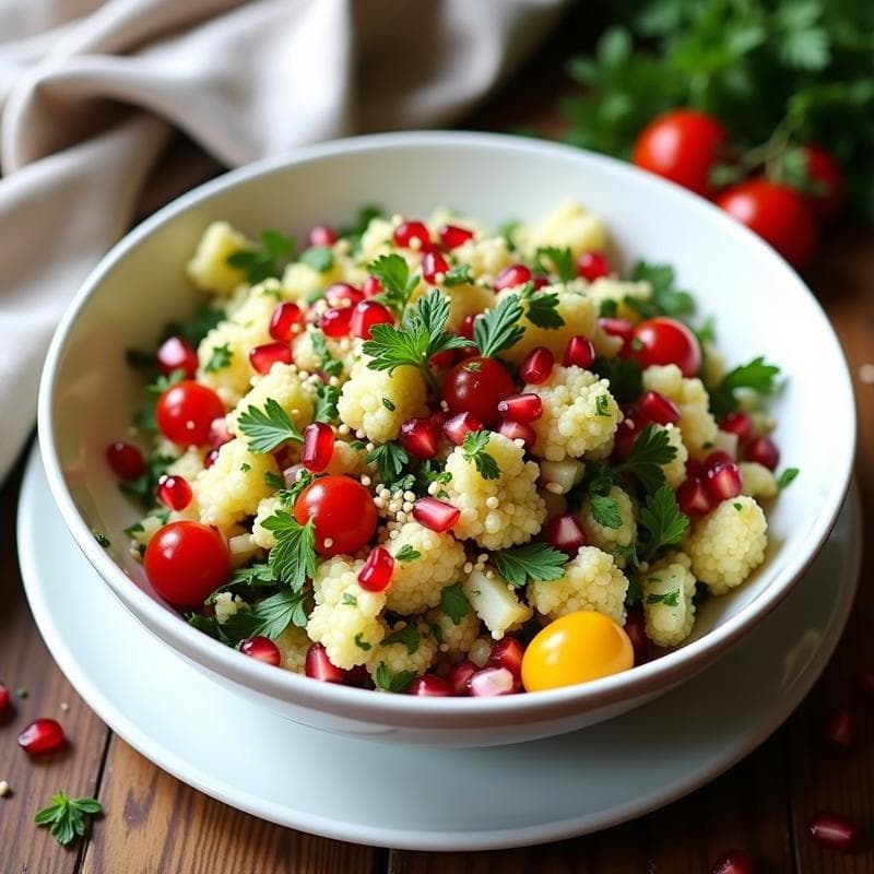 Tabbouleh de Coliflor y Granada: Ensalada Vegana Sin Gluten y Rápida