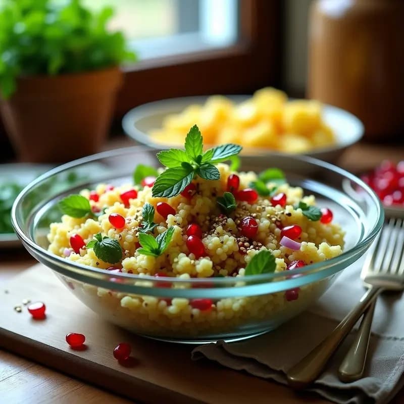 Tabbouleh de Coliflor y Granada con Vinagreta de Limón: Receta Libanesa Vegana y Baja en Calorías