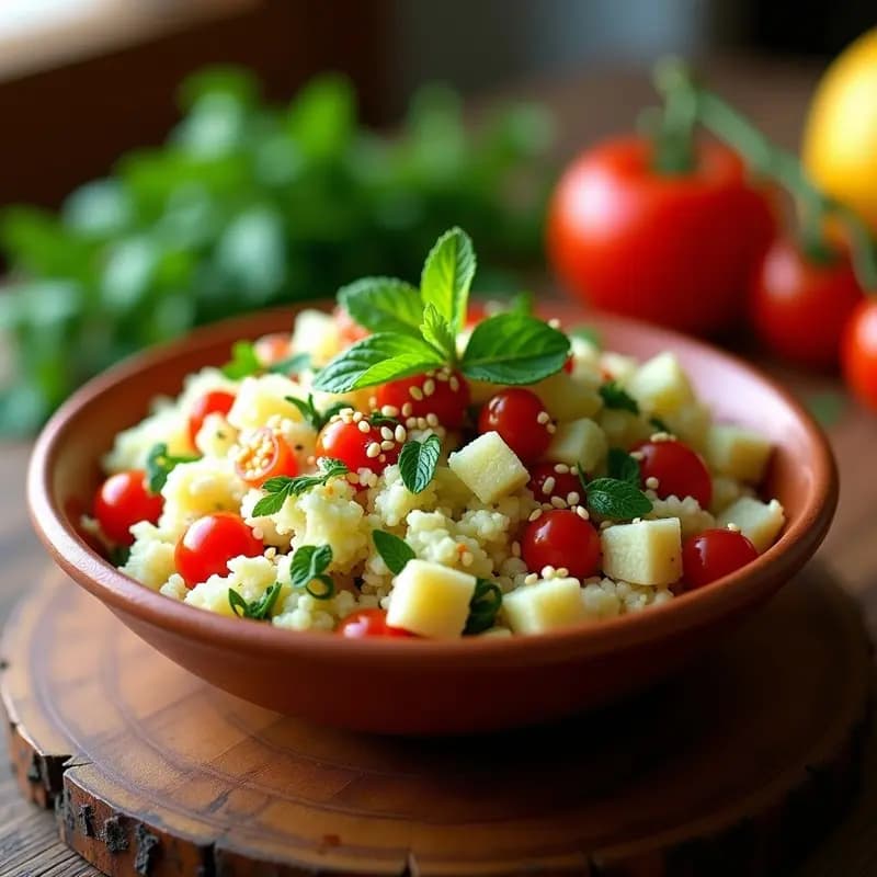 Tabbouleh de Coliflor y Tomate: Ensalada Libanesa Keto y Baja en Carbohidratos