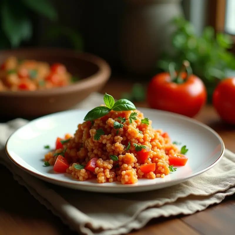 Tabbouleh de Coliflor y Tomate Seco: Ensalada Árabe Keto y Sin Gluten