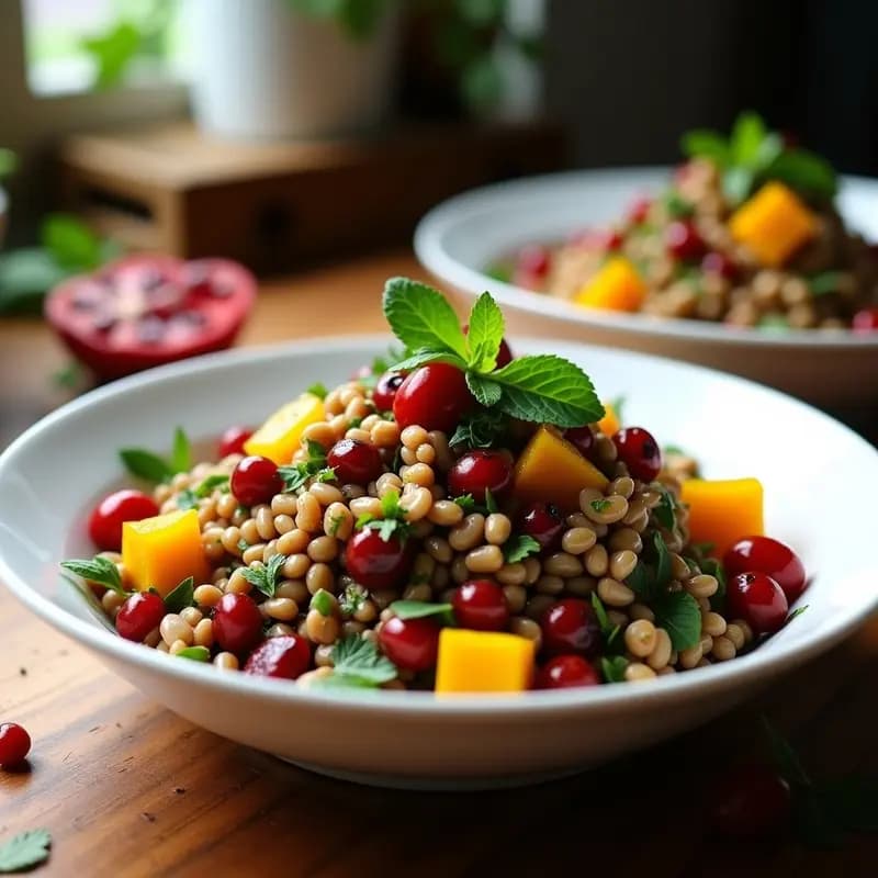 Tabbouleh de Lentejas y Arándanos: Ensalada Libanesa con Toque Dulce y Ácido