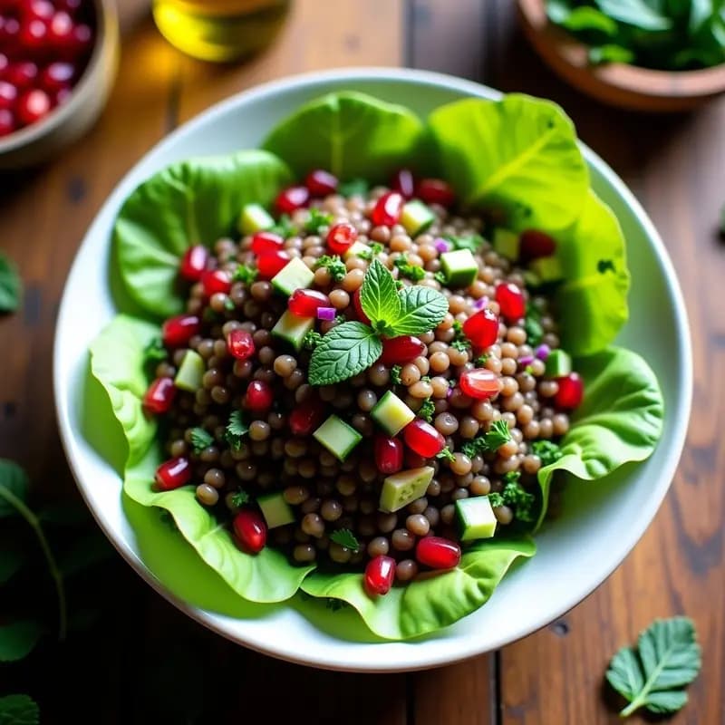 .Tabbouleh de Lentejas y Granada con Menta Fresca: Receta Líbano Keto