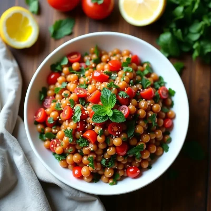 Tabbouleh de Lentejas Rojas y Tomate: Ensalada Libanesa Keto y Sin Gluten