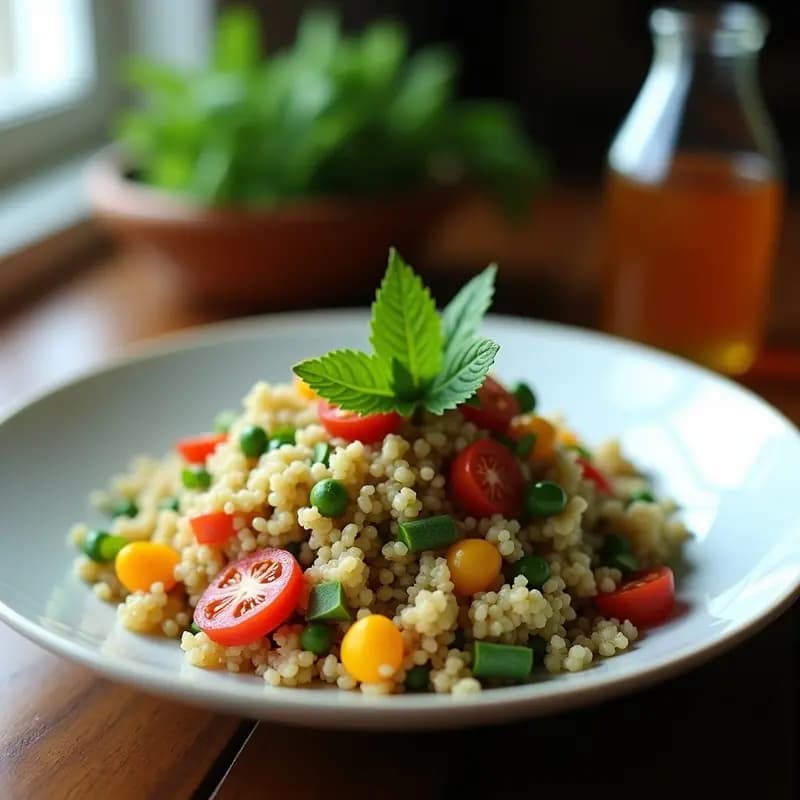 Tabbouleh de Quinoa y Granada con Mentira Fresca: Receta Líbanesa Keto y Sin Trigo