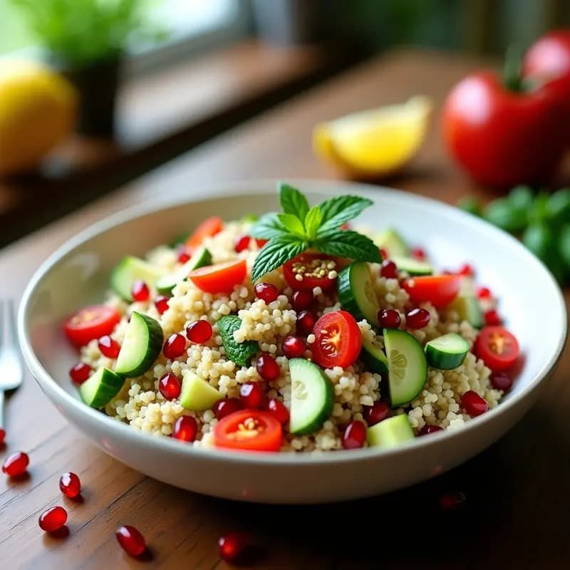 Tabbouleh de Quinoa y Granado con Menta Fresca: Receta Libanesa Sin Gluten