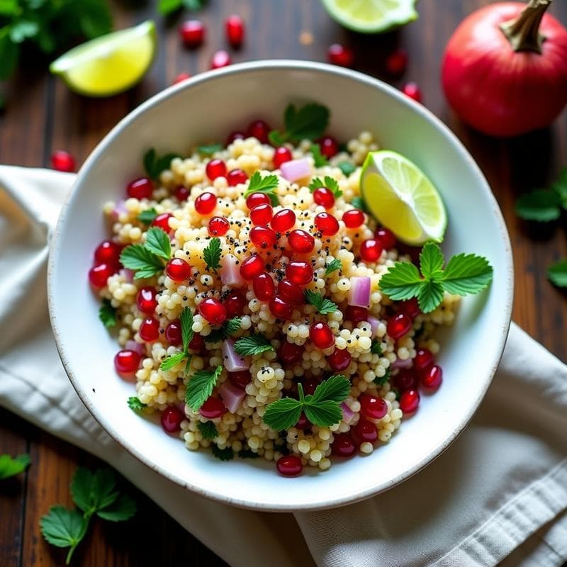 Tabbouleh de Quinoa y Granados con Toque de Lima: Receta Árabe Fresca y Sin Gluten