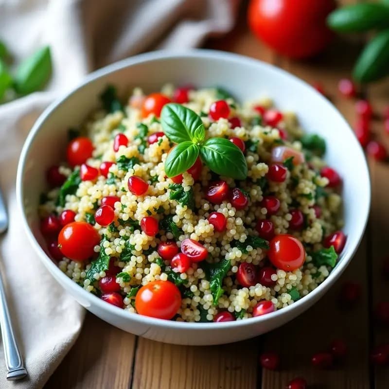 Tabbouleh de Quinoa y Granados: Receta Libanes Sin Trigo