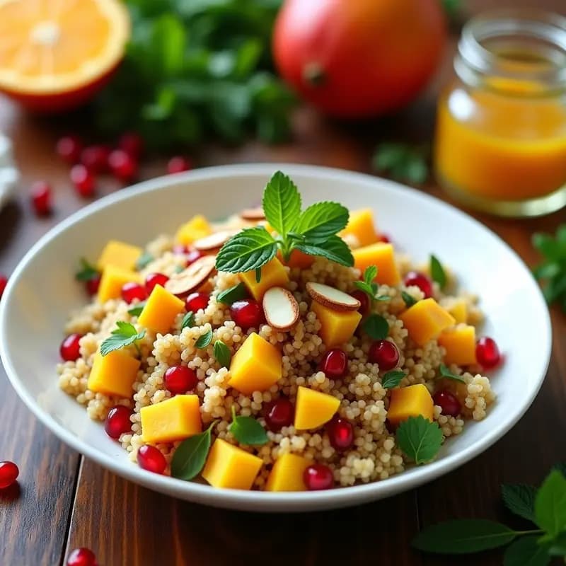 Tabbouleh de Quinoa y Mango con Vinagreta de Naranja Ácida: Receta Libanesa Sin Gluten