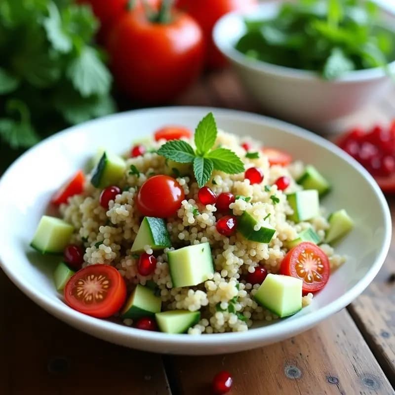 Tabbouleh de Quinoa con Pepino y Mentas Frescas: Receta Libanesa Sin Trigo