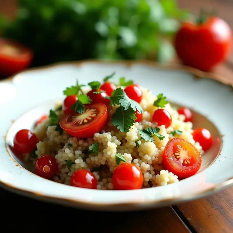 Tabbouleh de Quinoa y Tomates Cherry con Vinagreta de Granada: Receta Libanesa Sin Gluten