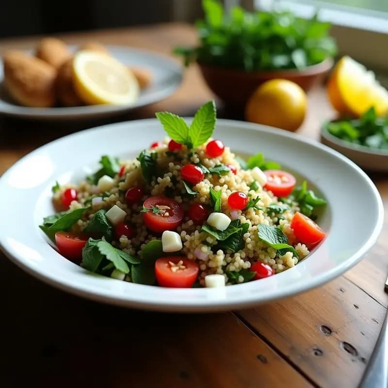 Tabbouleh Líbano con Trigo Bulgur y Granadas: Ensalada Vegana y Refrescante