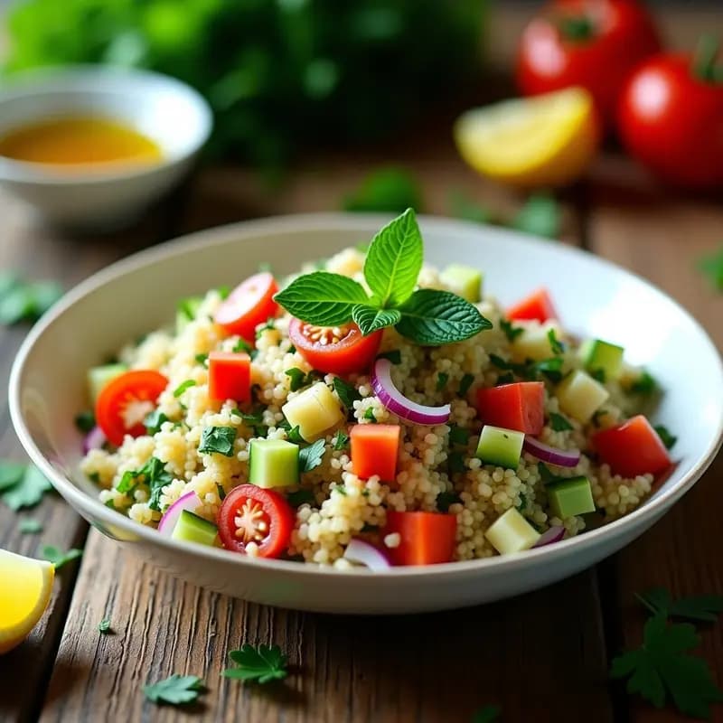 Tabbouleh con Trigo Bulgur y Hierbas Frescas: Ensalada Libanesa Tradicional