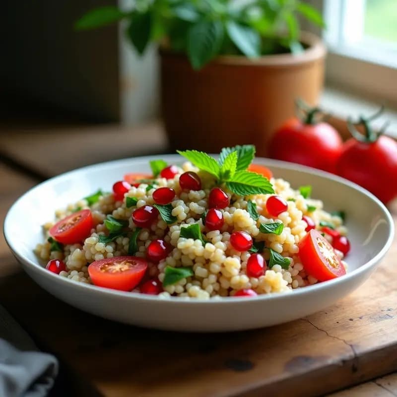 Tabbouleh con Trigo Burgol y Granados: Ensalada Libanesa Fresca y Sin Cocción