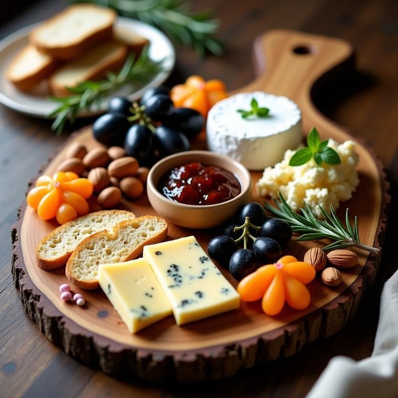Tabla de Quesos Veganos con Frutos Secos y Mermelada de Higo: Aperitivo Gourmet Sin Lactosa