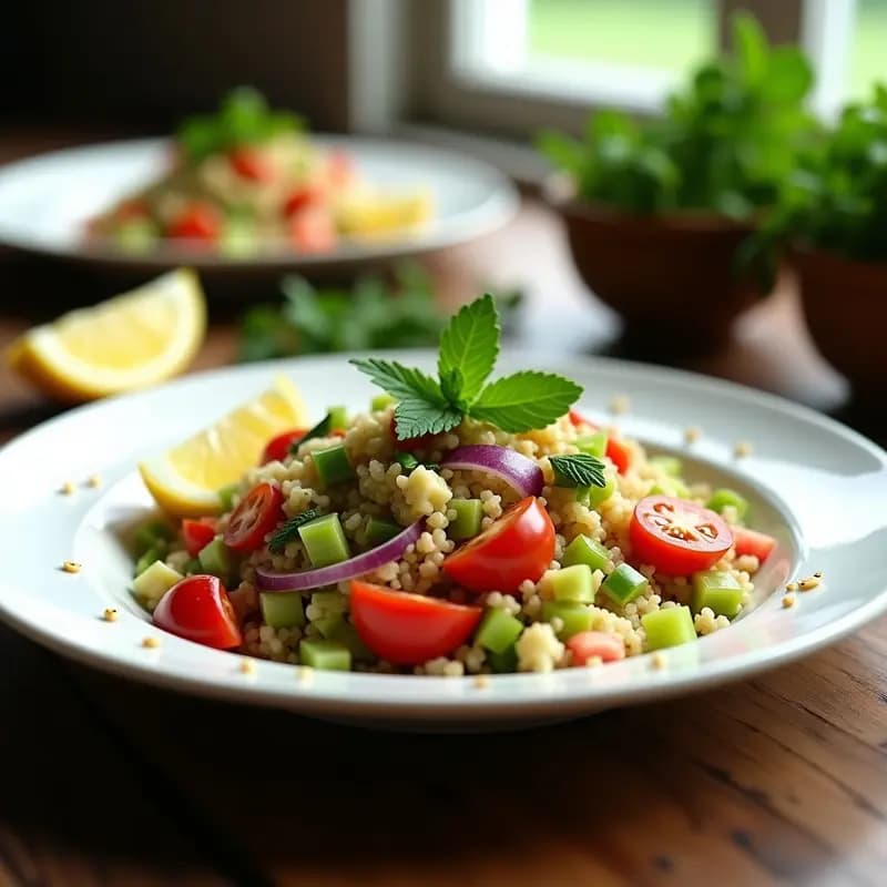 Taboulé de Bulghur con Mentas y Limón: Ensalada Libanesa Vegana y Refrescante