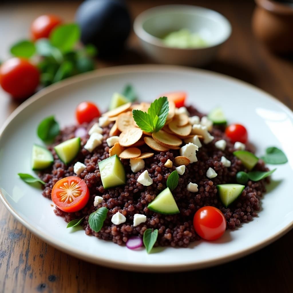 Taboulé de Bulgur Negro con Higos y Queso de Cabra: Receta Libanesa en 20 Minutos