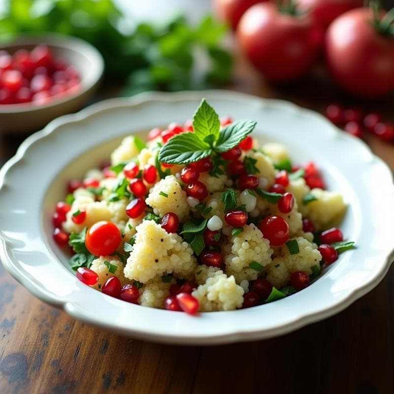 Taboulé de Coliflor y Granados: Receta Libanesa Sin Gluten y Alta en Vitamina C en 15 Minutos