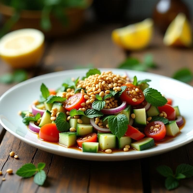 Taboulé de Lino Dorado y Tomates Secos: Ensalada Libanesa Keto y Sin Gluten
