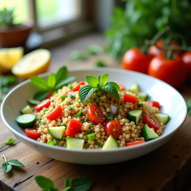 Taboulé de Mijo y Tomates Secos con Vinagreta de Limón y Menta: Ensalada Sin Gluten en 15 Minutos