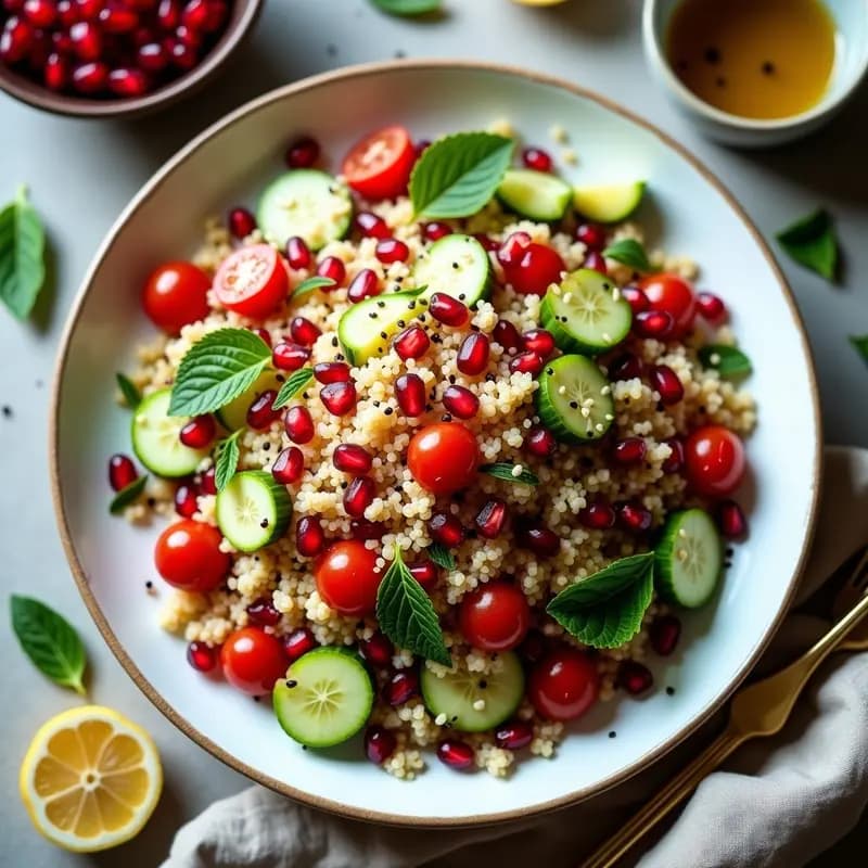Taboulé de Quinoa y Granado: Receta Libanesa Sin Trigo
