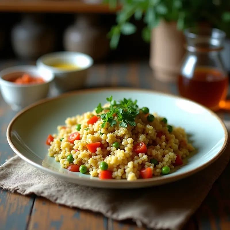 Promesa de Sabor: Taboulé de Quinoa y Granados con Limón y Menta Fresca