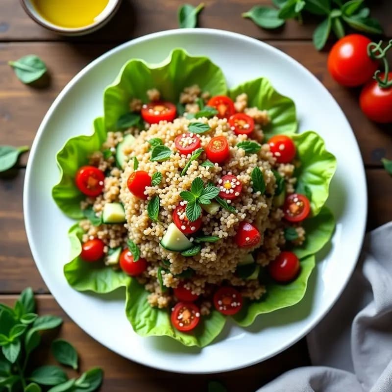 Taboulé de Quinoa con Menta y Tomate Seco: Entrante Libanés Sin Gluten y Vegano