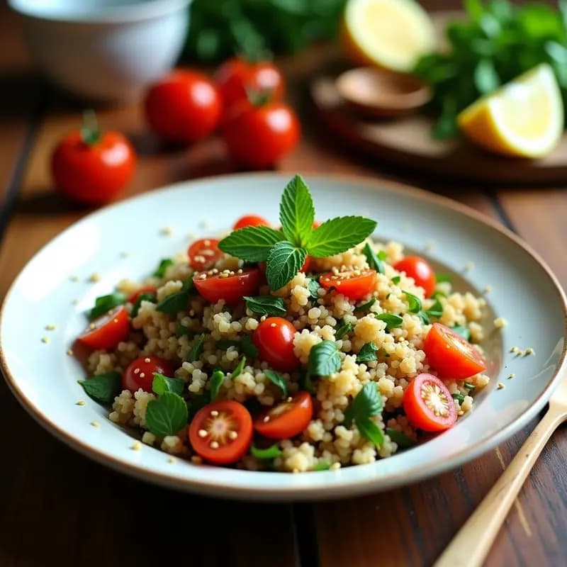 Tabúlé de Bulgur y Tomate con Aceite de Oliva: Ensalada Libanesa Tradicional