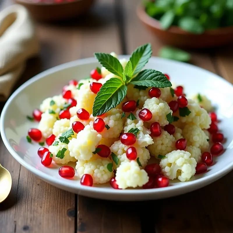 Tabule de Coliflor con Granada y Menta: Receta Libanes Sin Gluten y Detox