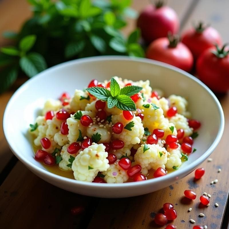 Tabule de Coliflor con Granados y Menta: Ensalada Libanesa Sin Gluten