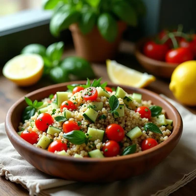 Tabulé Libanés Vegano: Receta con Albahaca Fresca y Limón en 15 Minutos
