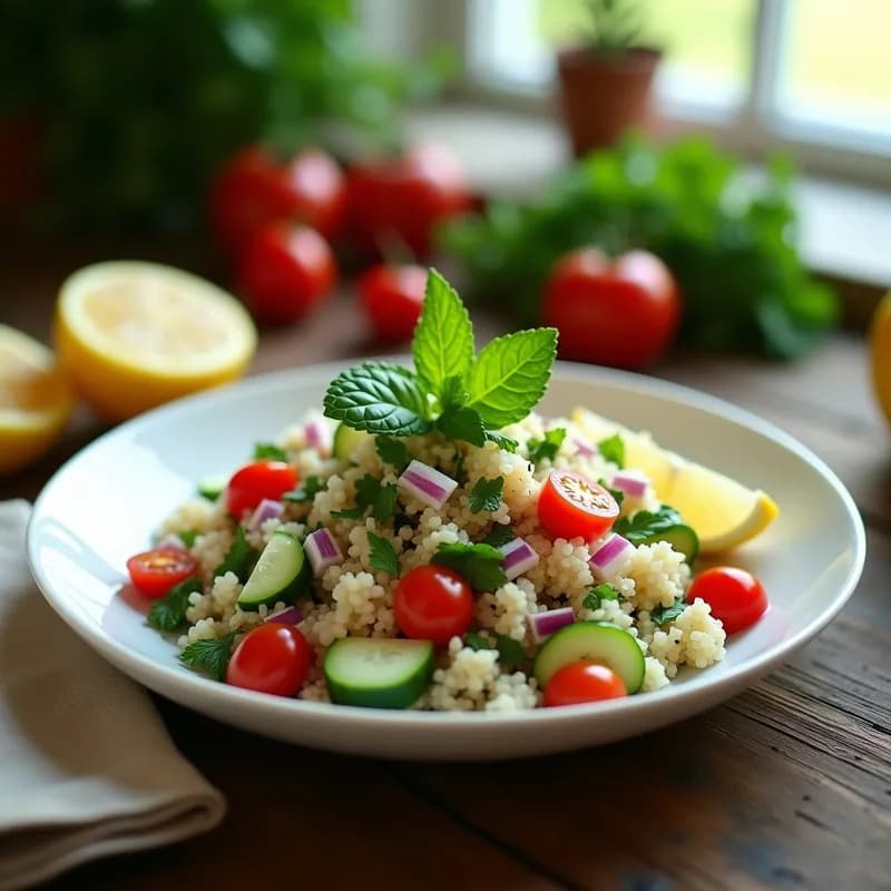 Tabulé Libanés Vegano: Receta con Quinoa y Alto en Proteína