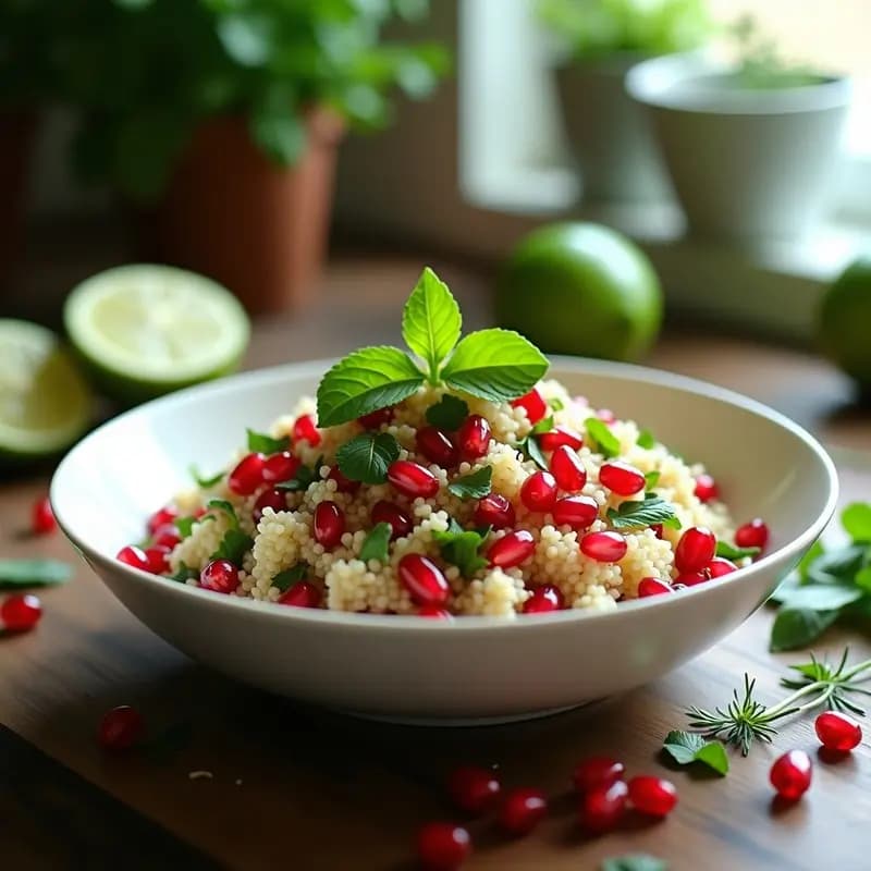 Tabule de Quinoa y Granados con Limón verde: Receta Libanesa Vegana y Detox