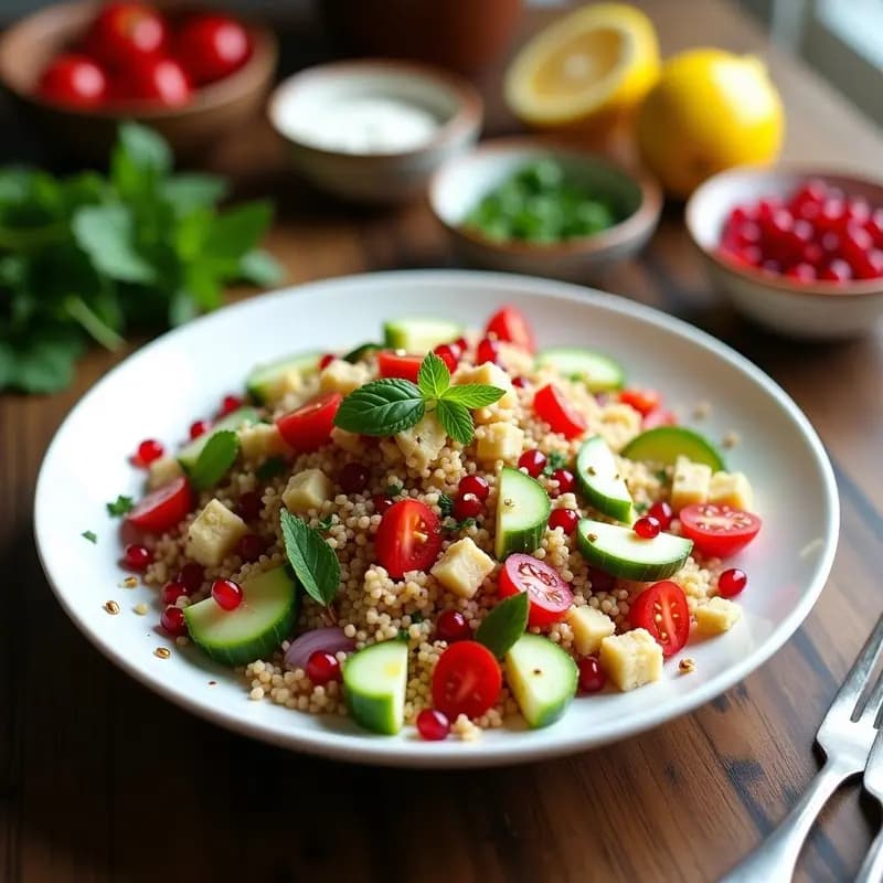 Tabulé de Quinoa y Granados con Vinagreta de Limón: Receta Libanesa Sin Gluten y Fresca