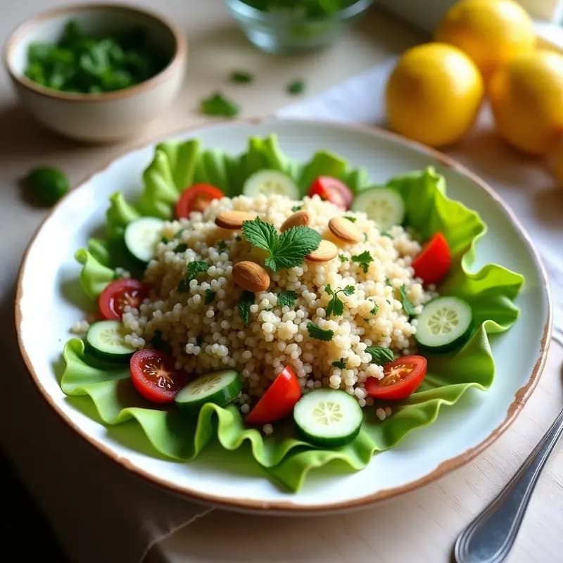 Tabulé de Quinoa y Hierbas con Limón y Aceite de Oliva: Receta Libanesa Vegana y Sin Gluten