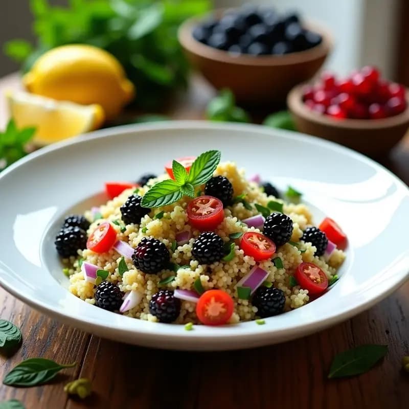 Tabulé de Quinoa y Zarzamora: Receta Libanesa con Toque Afrutado en 15 Minutos
