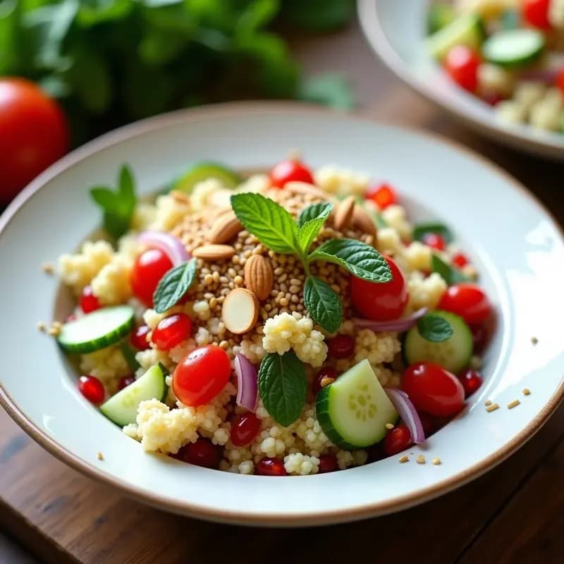 Tabuleh de Coliflor y Granado: Ensalada Libanesa Sin Cereales y Baja en Calorías