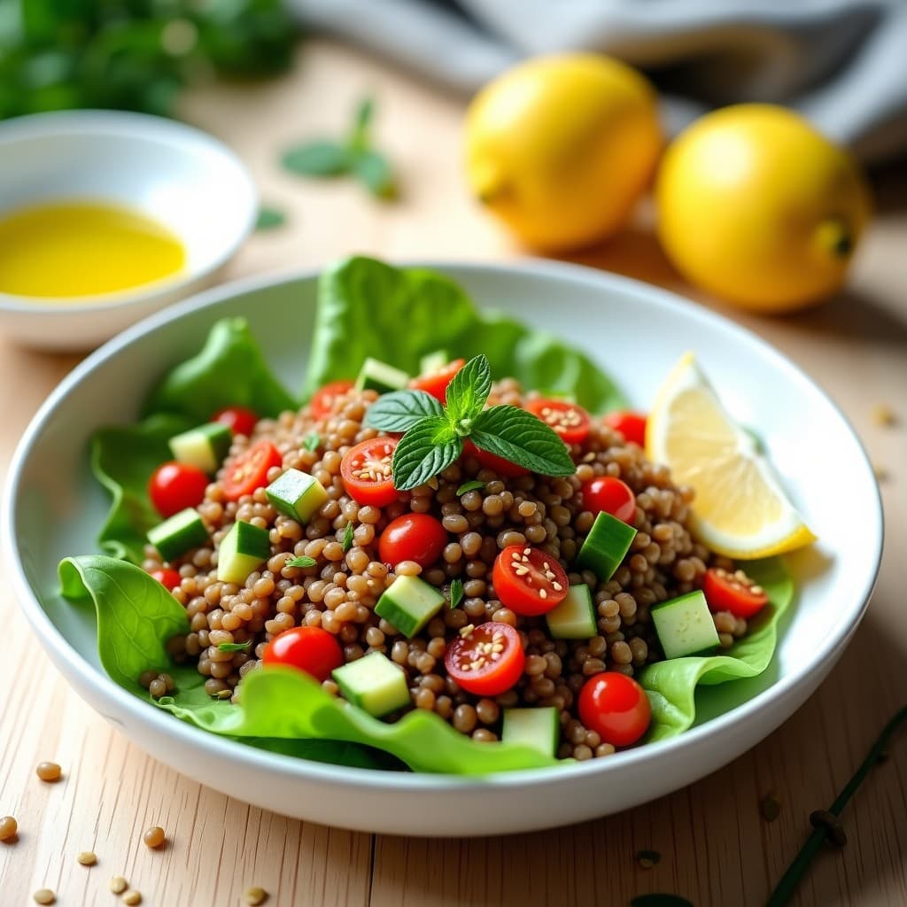 Tabuleh de Lentejas Rojas y Menta: Ensalada Libanes Keto Sin Cocción