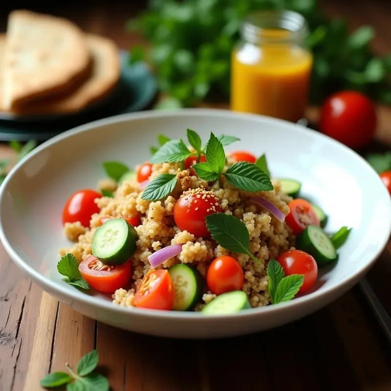 Tabuleh Libanés con Bulghur y Tomate: Ensalada Fresca y Vegana en 15 Minutos