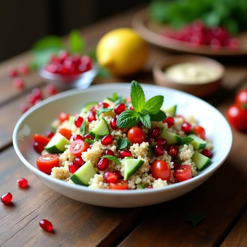 Tabuleh de Quinoa y Granada con Menta Fresca: Receta Árabe en Thermomix en 15 Minutos