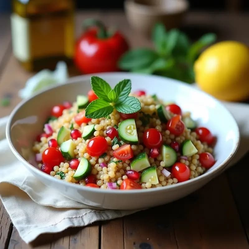 Tabuleh de Quinoa y Granada con Mentol: Receta Libanesa Sin Bulgur y Vegana