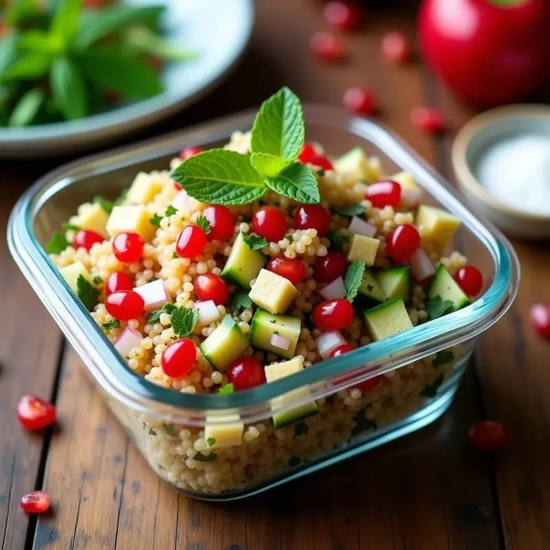 Tabuleh de Quinoa y Granado: Ensalada Libanesa Vegana y Sin Gluten para Tupper
