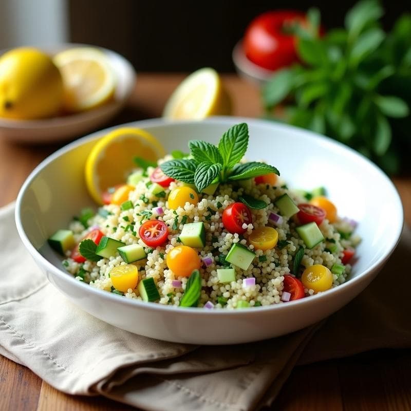 Tabuleh de Quinoa y Hierbas Frescas con Limón Confitado: Receta Libanesa Vegana