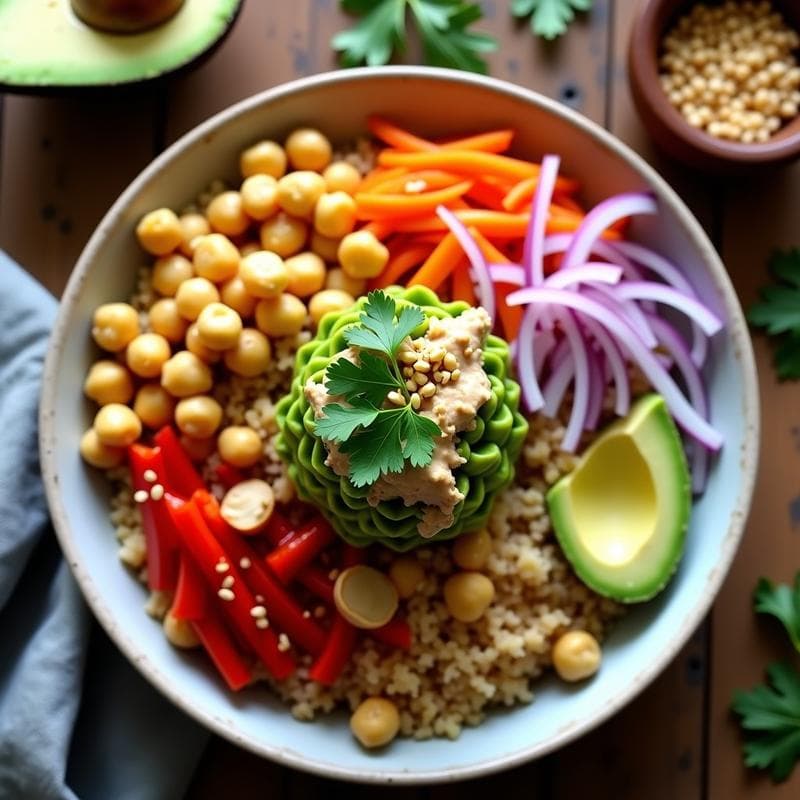 Taco Bowl de Cauliflower Rice con Aderezo de Cacahuete y Sésamo: Receta Vegana Keto en 20 Minutos