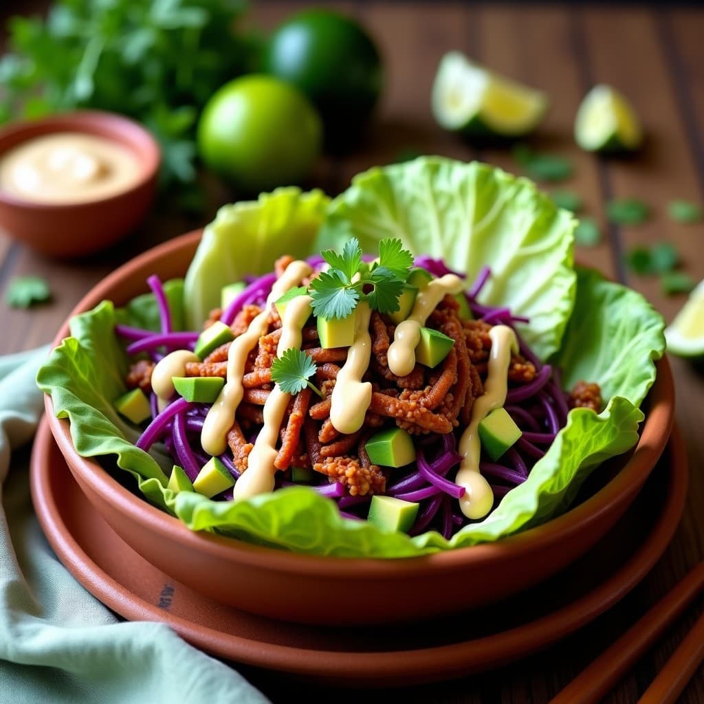 Taco Bowl de Jackfruit y Col Morada con Crema de Anacardos y Limón: Receta Mexicana Crudivegana