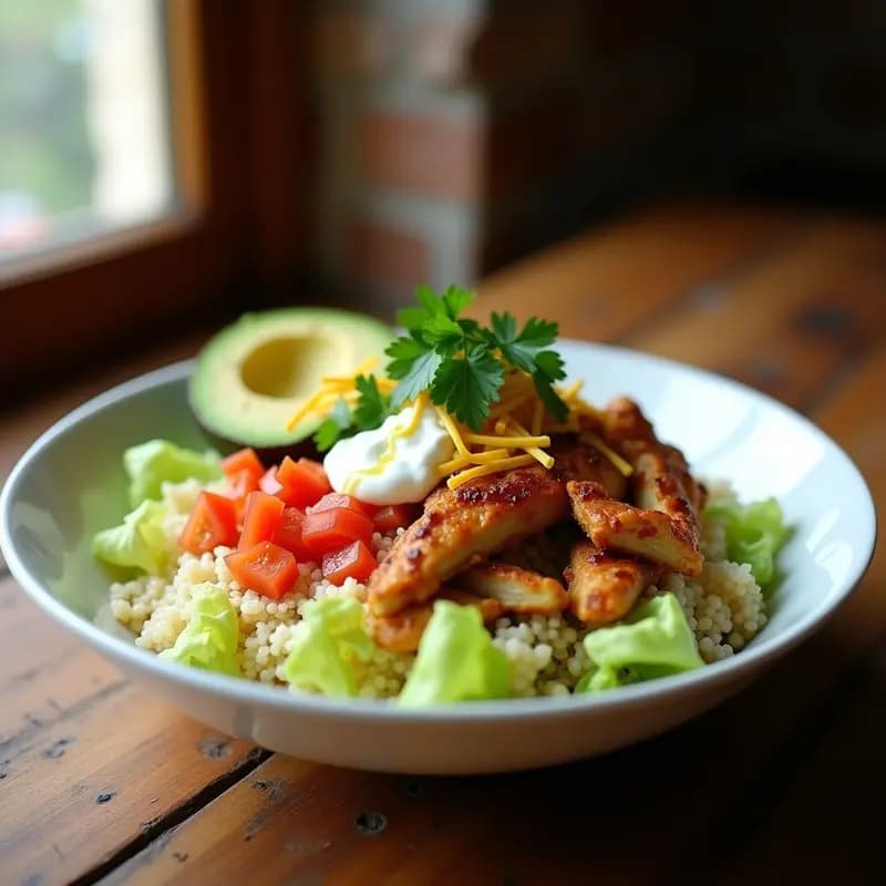 Taco Bowl de Quinoa y Pollo al Adobo: Receta Mexicana Keto en 30 Minutos