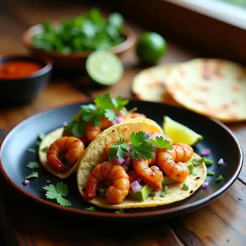 Taco de Camarones al Ajillo y Aguacate: Receta Mexicana Gourmet con Salsa de Chipotle