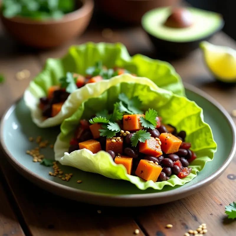Taco de Camote y Frijol Negro: Receta Mexicana Vegana y Sin Maíz
