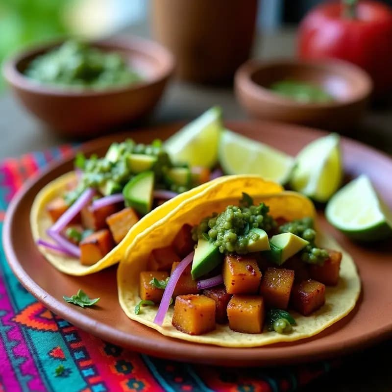 Taco de Carnitas de Patato y Nopales: Receta Mexicana Vegana con Salsa Verde